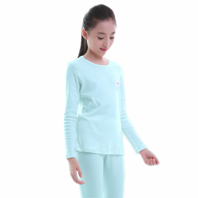 森之鼓儿童秋衣秋裤 棉质中大女童保暖舒适打底内衣套装一件代发