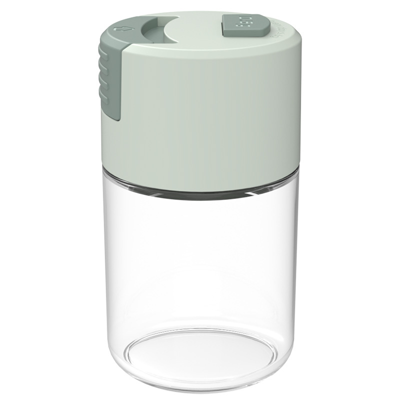 Quantitative Salt Jar Push-Type Salt Control Metering Salt Bottle Sealed Moisture-Proof Kitchen Glass Bottle Spice Jar Creative Seasoning Bottle