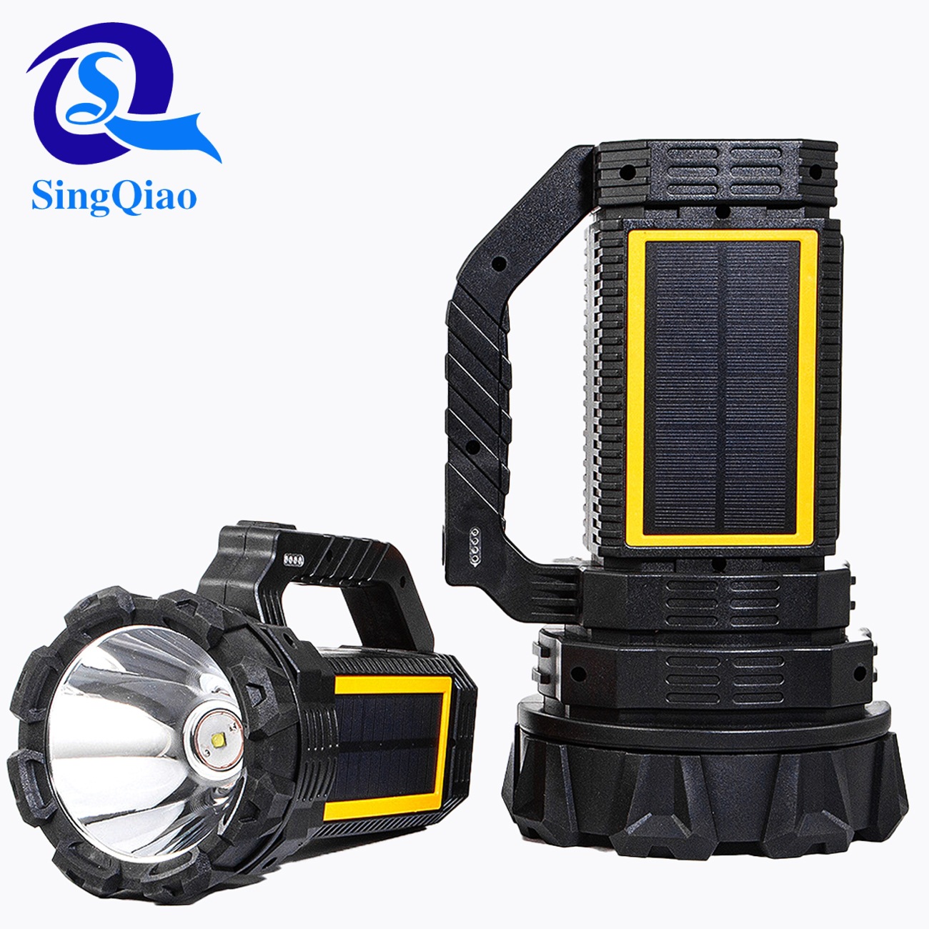 强光l手电筒ed充电户外耐用远射家用应急探照灯大型太阳能手提灯