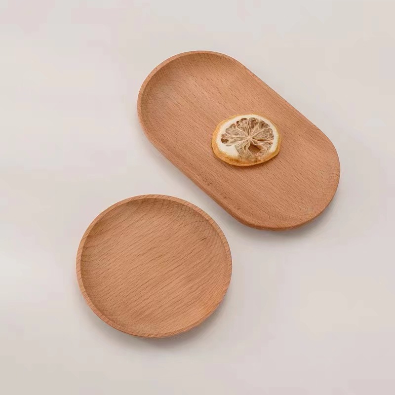 Simple Style Wooden Tray Children's Fruit Plate Dessert Coffee Milk Tray Decoration Cake Tray Cheese Cheese Plate