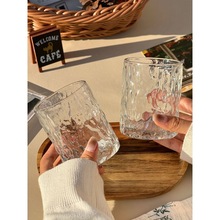 日式玻璃杯家用锤纹饮料杯冰川果汁杯牛奶杯啤酒杯威士忌杯子批发