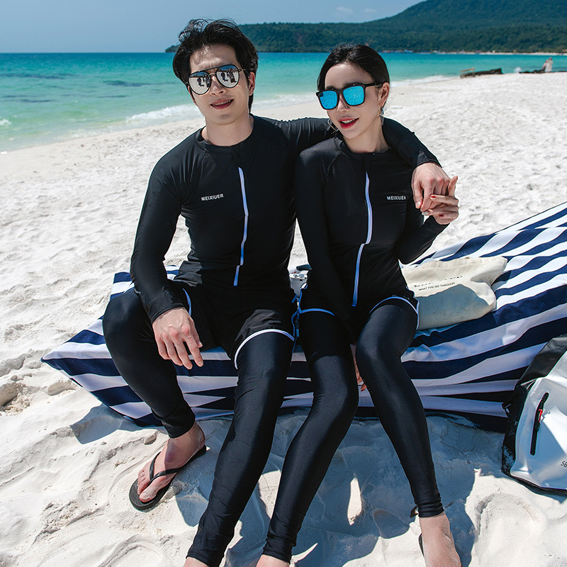 新款潜水服情侣泳衣分体水母衣男女款长袖长裤浮潜套装防晒速干衣