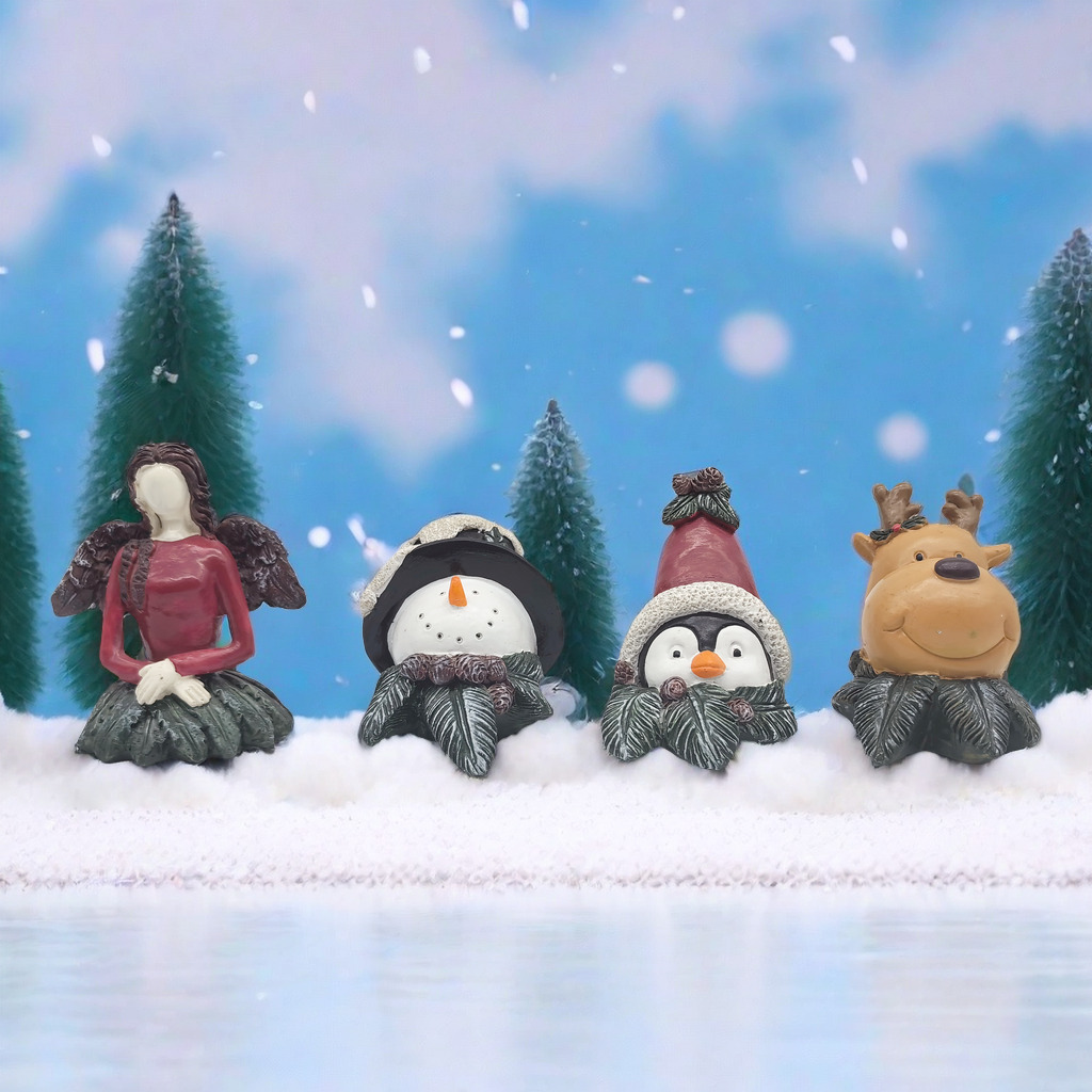 跨境新款圣诞雪人装饰品创意家居客厅麋鹿装饰雪景摆件圣诞节礼品