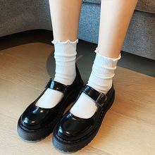 日系lolita条纹堆堆袜白色简约小腿袜中短筒JK袜子棉质瘦腿春夏季