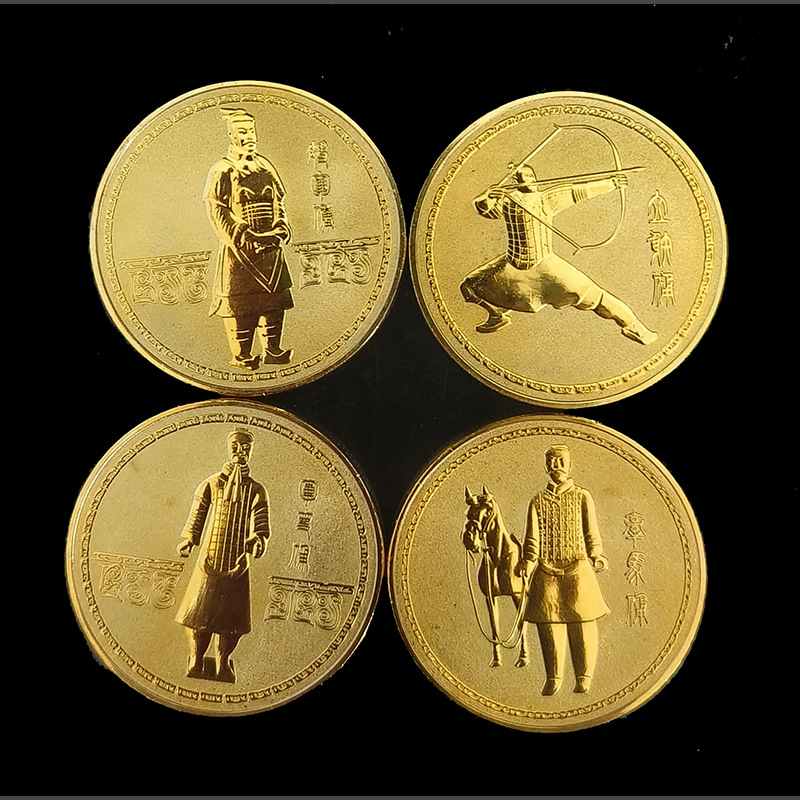 秦始皇兵马俑纪念币 西安古城景区旅游纪念币 立体浮雕纪念章礼品