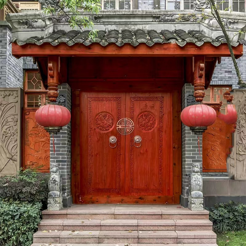 新中式老榆木别墅进户大门木制家庭双开门多规格室内老榆木门