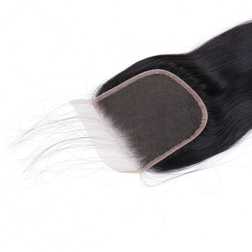 前蕾丝假发发块4*4自然色手钩小扣lace closure真人倒顺发假发块