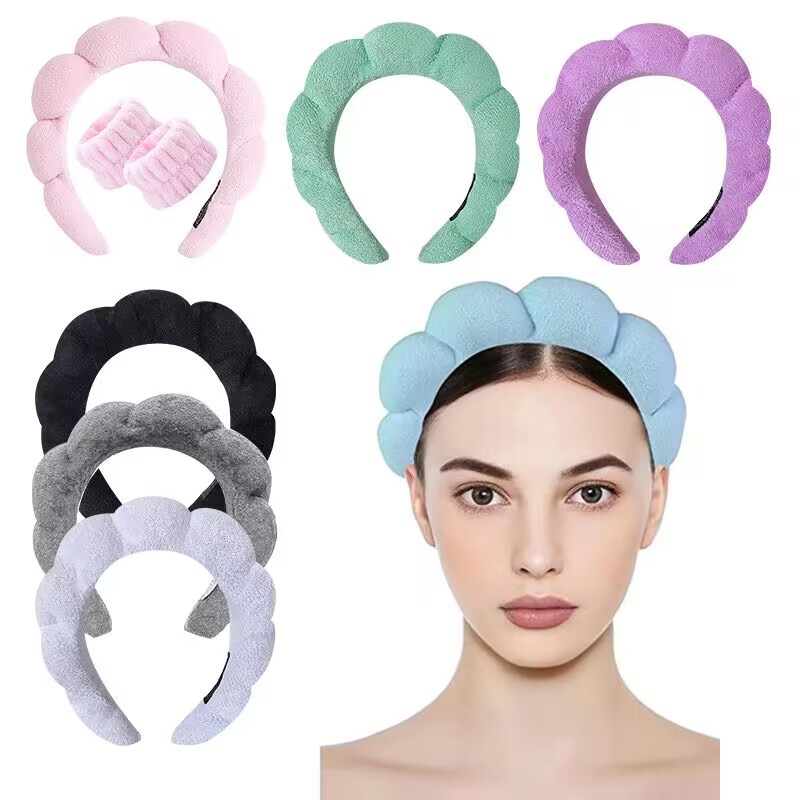 2023 Amazon Twist Sponge High Skull Top Headband Wristband Towel Velvet Twist Headband Female Face Wash Head Buckle Hair Accessories