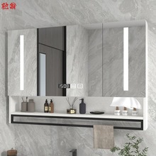 o2p浴室镜柜挂墙式洗手卫生间镜子带置物架厕所梳妆台防水储物镜