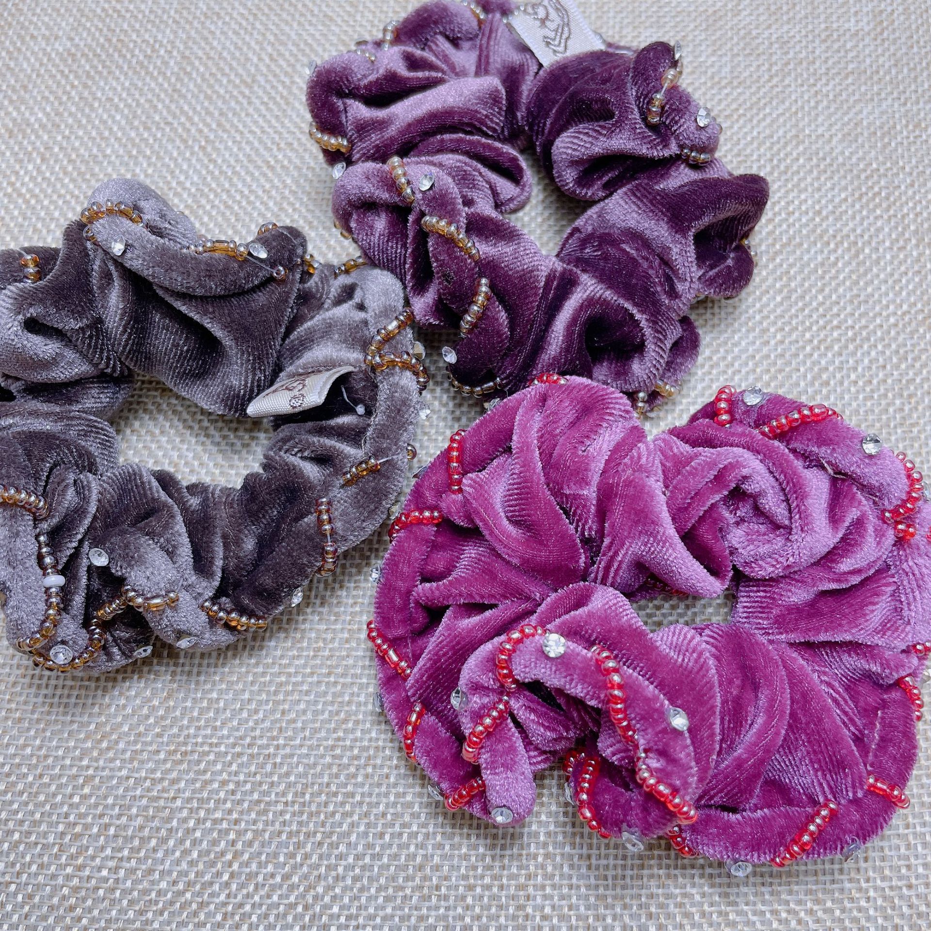 手工串珠镶钻扎马尾简约韩版头圈 头发皮筋 妈妈发饰ins头花发圈