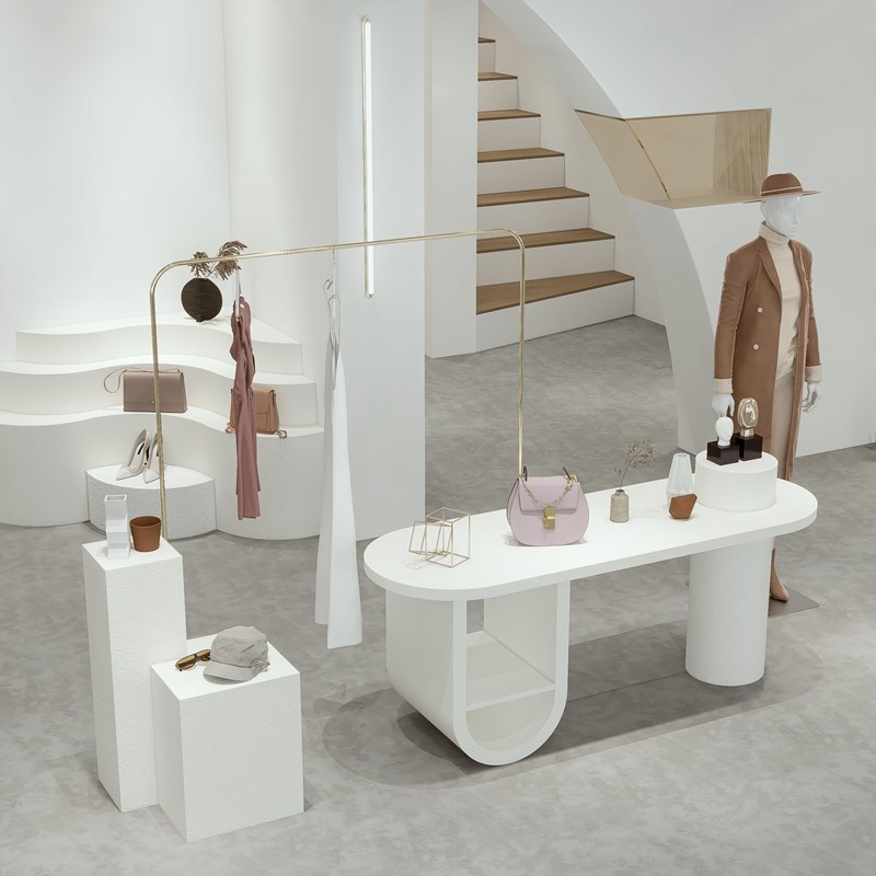 服装店橱窗装饰道具鞋包包饰品软件摆台异形网红展示桌中岛流水台