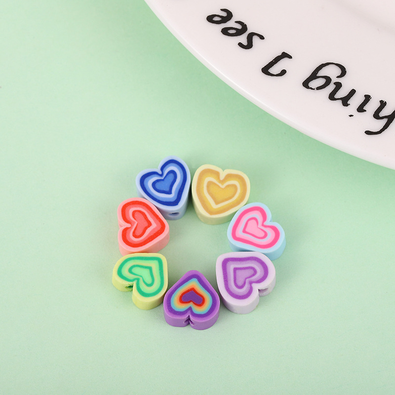 Children's DIY Handmade Beaded Small Jewelry Components Polymer Clay Neon Love Beads Bracelet Accessories Factory Direct Supply