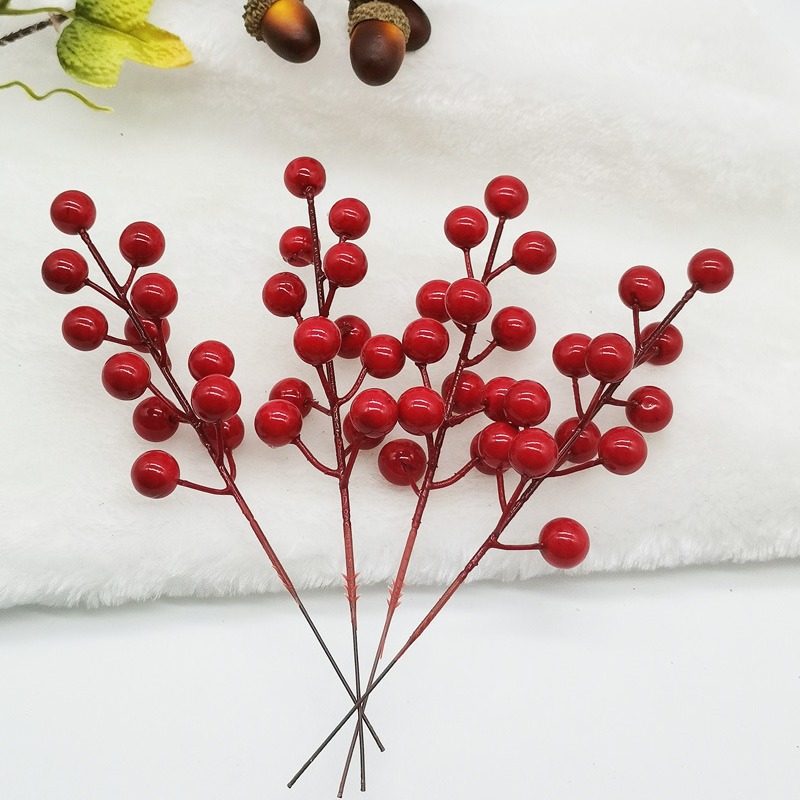 7 Heads/12 Heads Christmas Fruit Foam Chinese Hawthorn Hollyberry Home Decoration Chinese Hawthorn String Simulation Red Berries