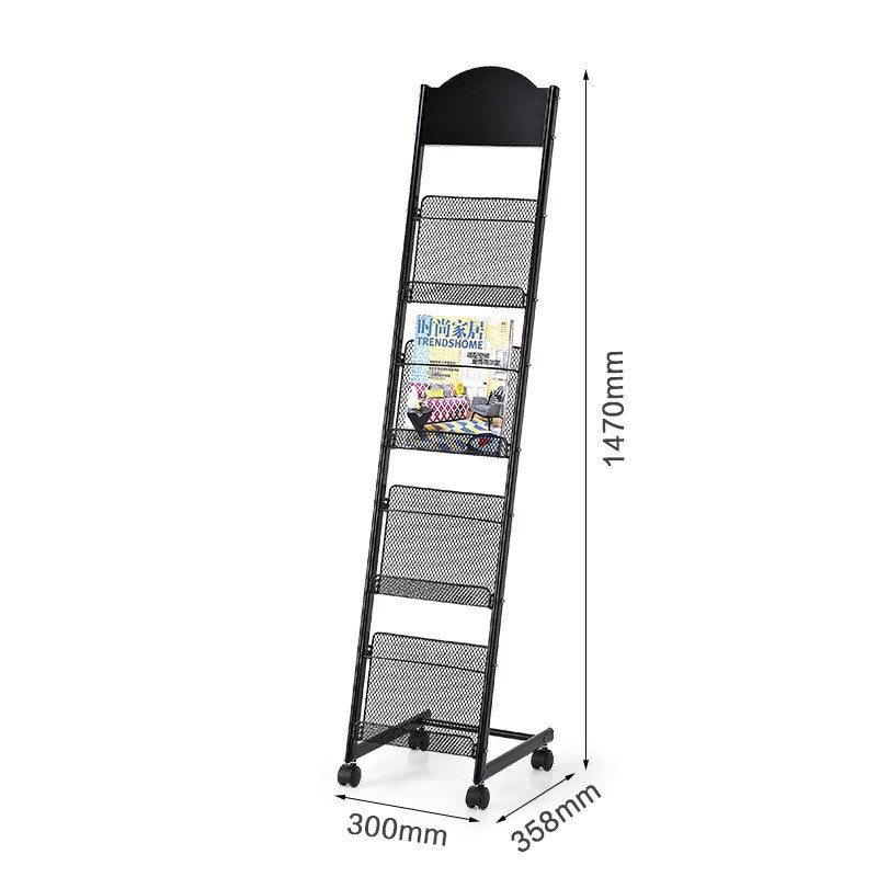 the Newspaper Stand Newspapers Rack Document Rack Magazine Rack Storage Book Shelf Metal Iron Floor Mobile Promotional Display Stand