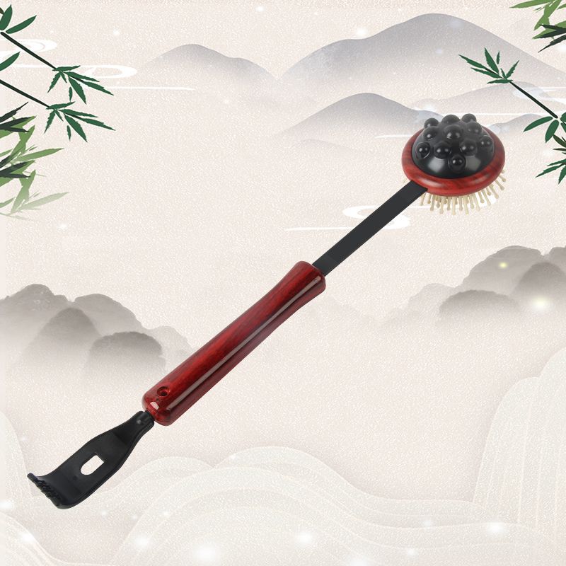 原德101肩颈按摩捶经络锤经络捶背器 仿红木纹手柄背部抓痒敲背锤
