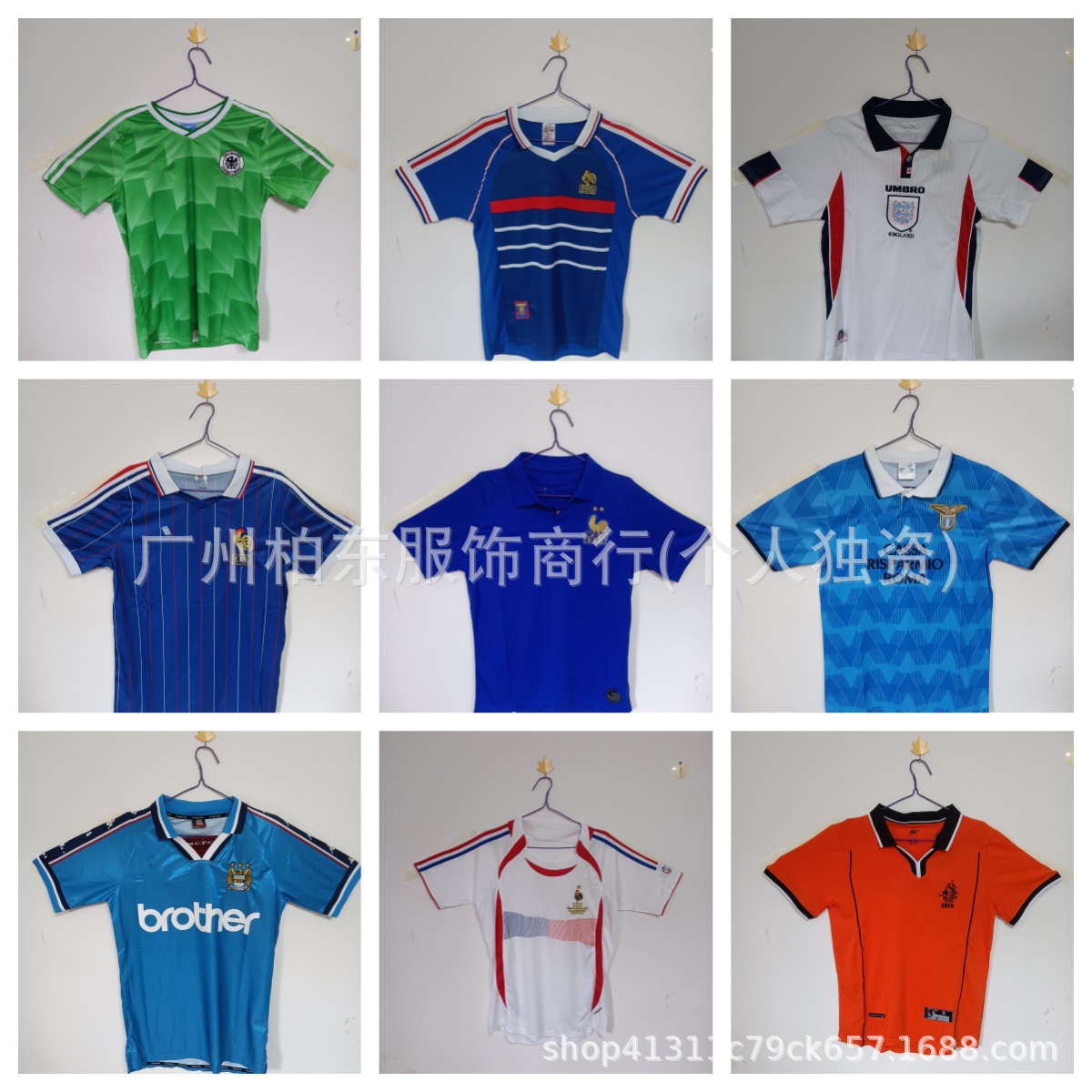 批发复古球衣98法国98英格兰荷兰曼城拉齐奥复古球衣一件代发