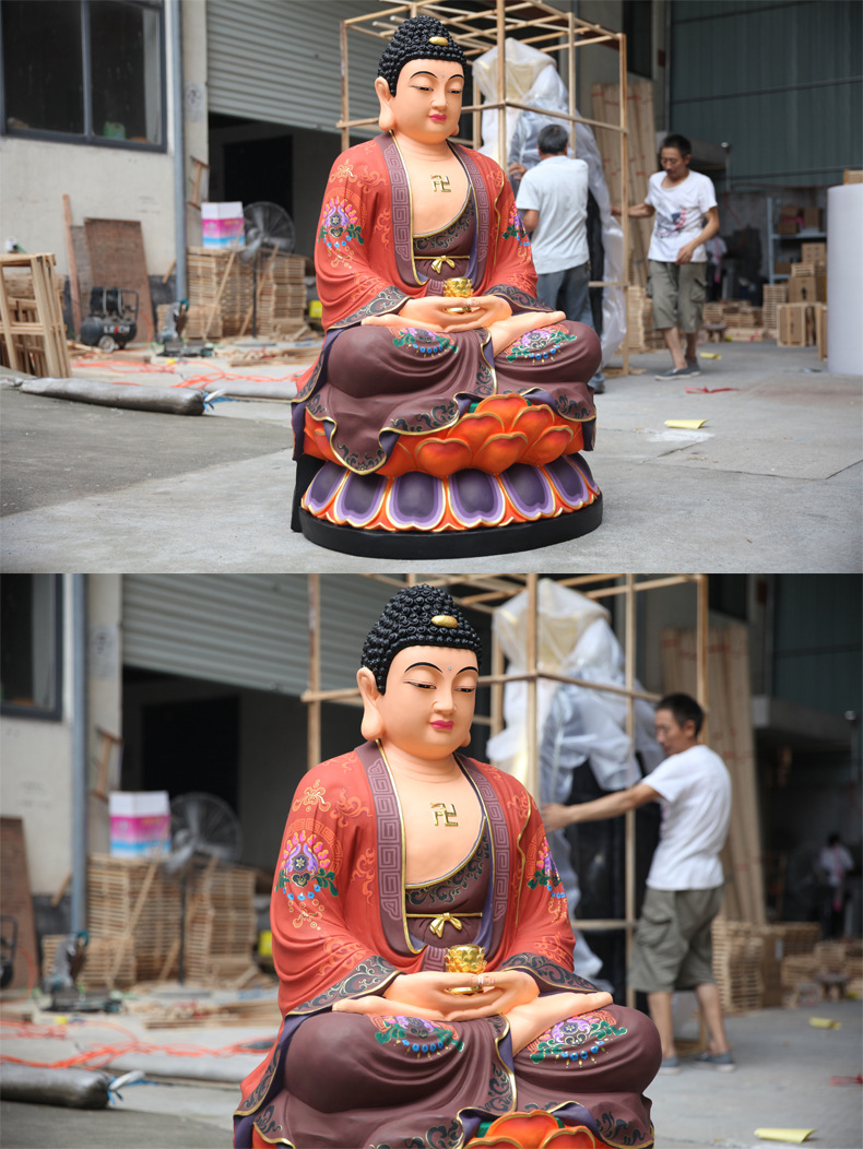 厂家直销树脂佛像贴金1米3释迦佛阿弥陀佛带背光如来佛祖药师佛