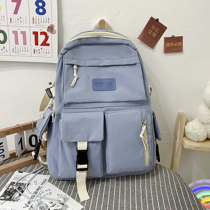 2021 New Trendy Korean Style Large Capacity Early High School Student Schoolbag Lightweight Simple Travel Bag Canvas Backpack