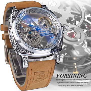 forsining富西尼机械手表男镂空跨境爆款机械表高档腕表方胜钟表