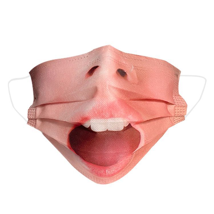 口罩三层抖音成人仿真独立包装防护沙雕搞笑印花社恐假脸搞怪批发