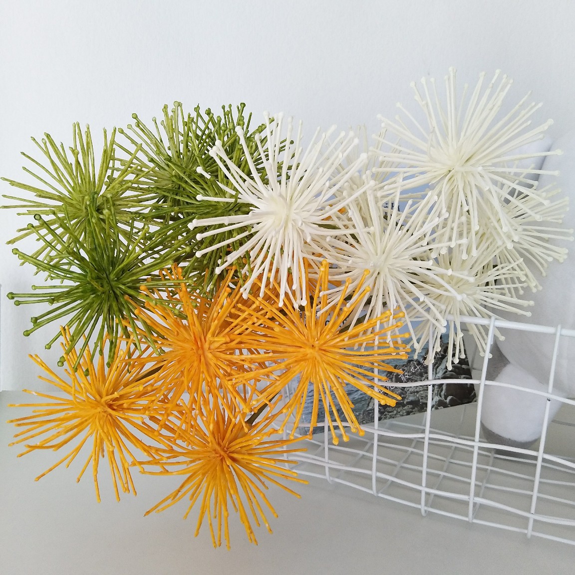 3头铁线菊刺球 境外批发北欧家居样板间婚庆装饰摄影直播道具假花