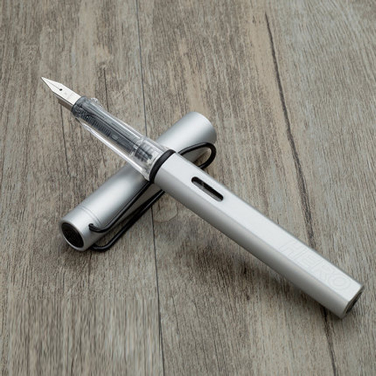 英雄hero钢笔359 极光双头金属钢笔正姿练字学生墨水笔办公签字笔