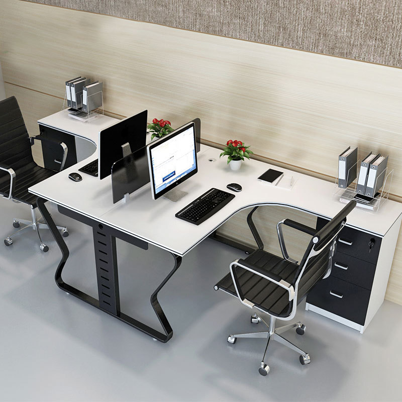 对坐双人办公室l型简约现代卡位屏风2/4/6位员工组合办公桌椅组合