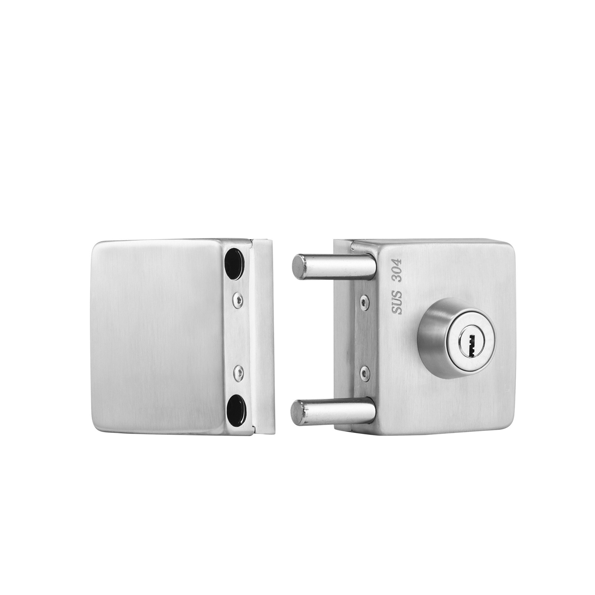 不锈钢玻璃门锁方形单门玻璃锁单双门免开孔玻璃门锁单门门锁