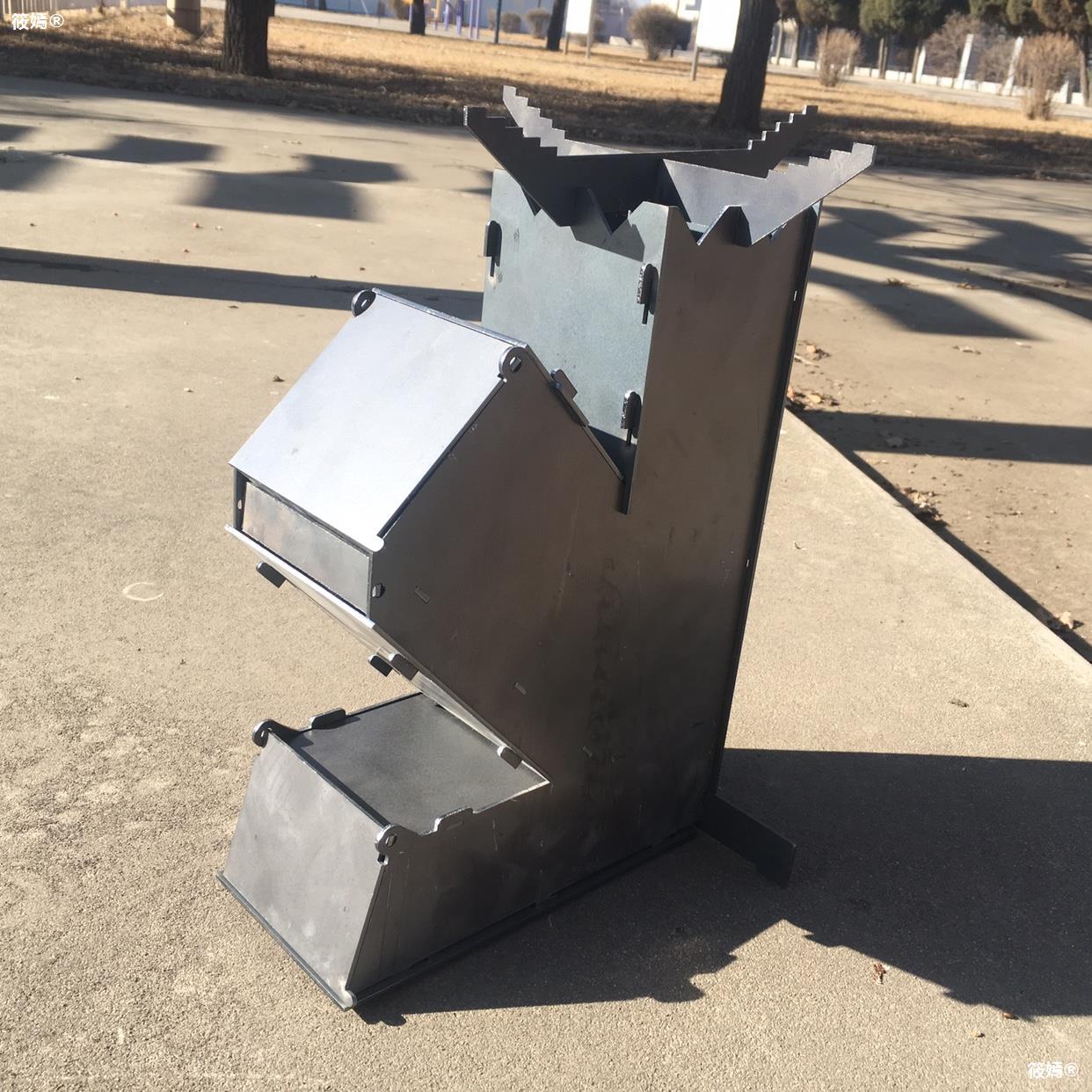 户外冬季用品柴火炉便携火箭炉折叠野外露营农村炉具铁锅炉子