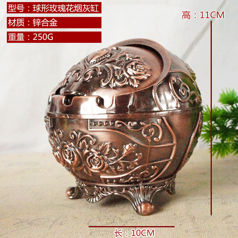 Tripod Spherical Rose Ashtray Exported to Russia Arab Wholesale Ornaments Alloy Metal Crafts