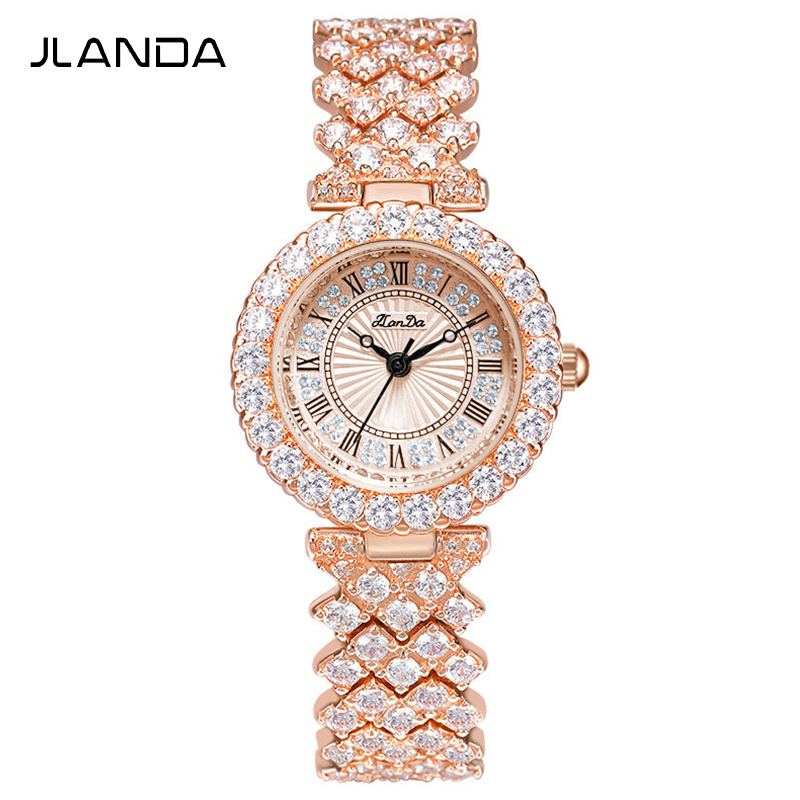 jlanda/金浪达品牌新款奢华女士手表满钻石英防水罗马盘外贸女表
