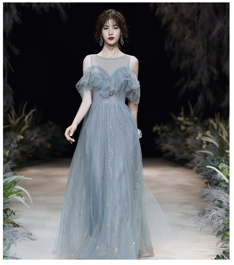 森系姐妹团伴娘服2020年新款气质名媛晚礼服裙宴会秋冬天连衣裙女