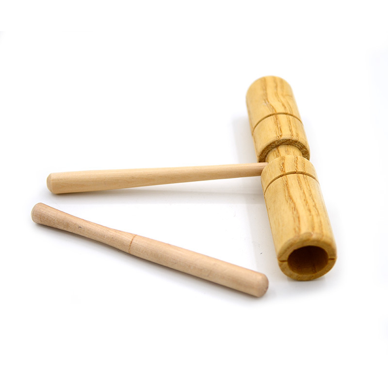 奥尔夫乐器榉木双响筒 幼儿园早教音乐教具双响筒高低音响筒