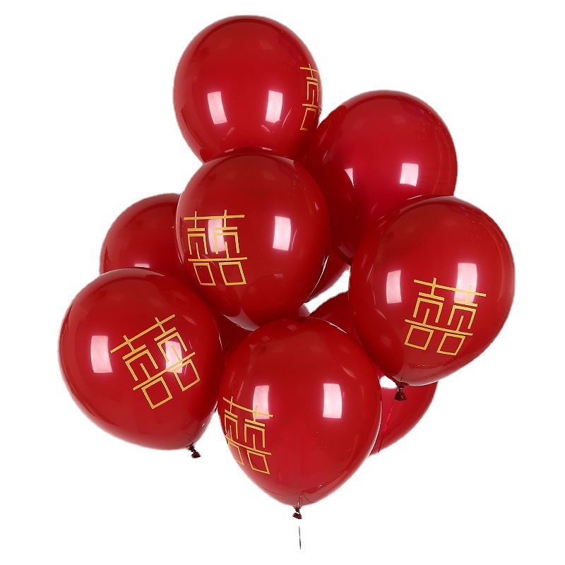 Wedding Rubber Balloons Wholesale Double-Layer Pomegranate Red Wedding Room Wedding Ceremony Layout Wedding Celebration Decoration Balloon Decoration Supplies