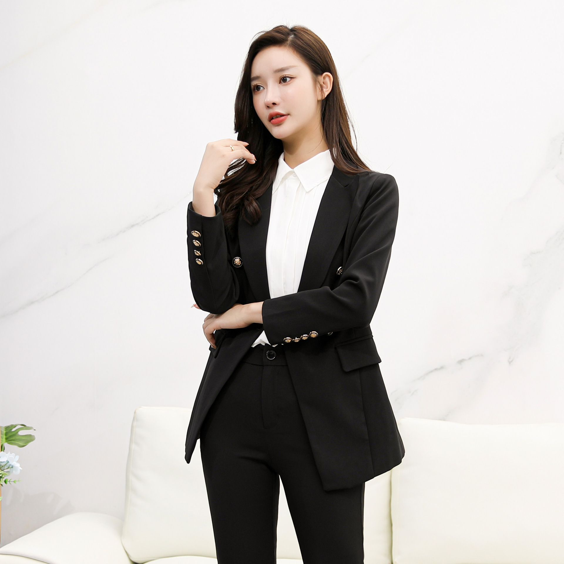 xz002小脚裤套装-西装外套大码西装套装女胖mm职业装套装大码西服