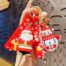 创意圣诞节雪人卡通汽车钥匙扣女精致情侣书包挂件圣诞老人小礼品