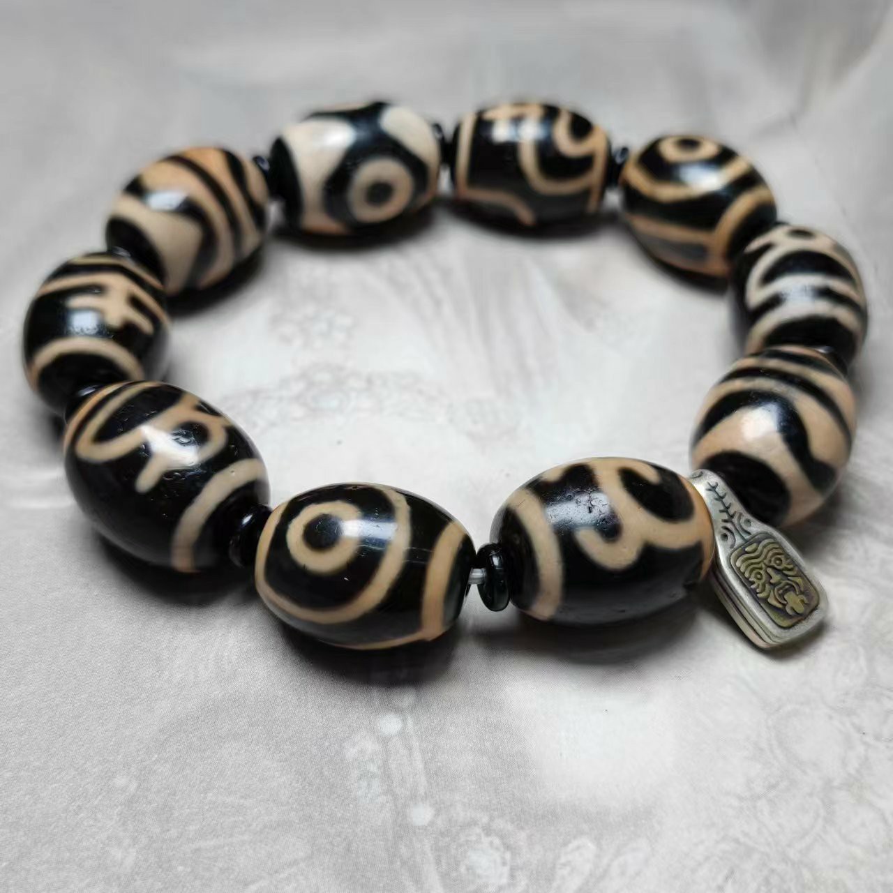 多宝天珠手链手串牙黄老料材质细腻包浆浑厚配饰s925银扎基拉姆子