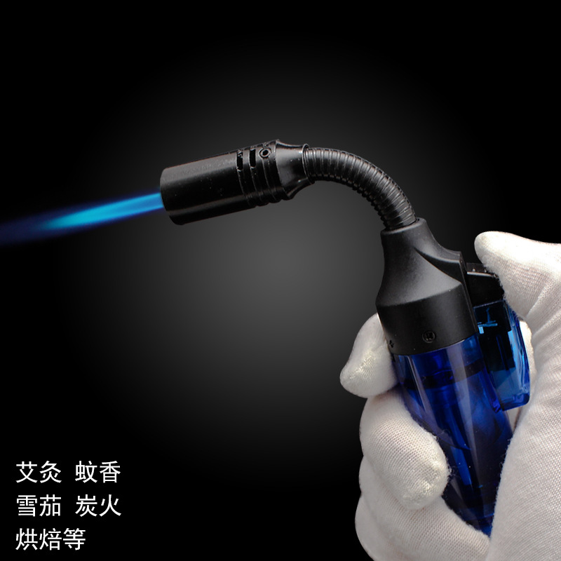 1525b Inflatable Windproof Lighter Direct Flush Fire Lockable Fire Transparent Visible Gas 360 Degree Hose Lighter