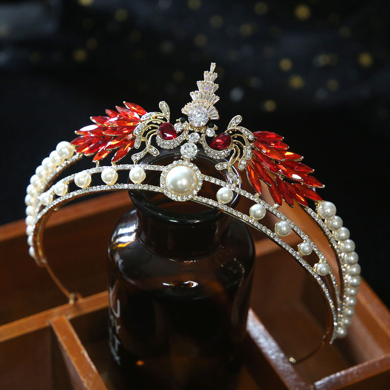 欧美新款双孔雀水钻奢华新娘结婚锆石皇冠头饰配饰生日王冠发饰品