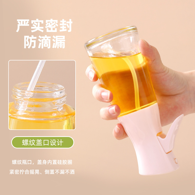 Kitchen Supplies Household Glass Oil Dispenser 180ml Press High Pressure Pump Head Fuel Injector Spot Kitchen Oil Dispenser