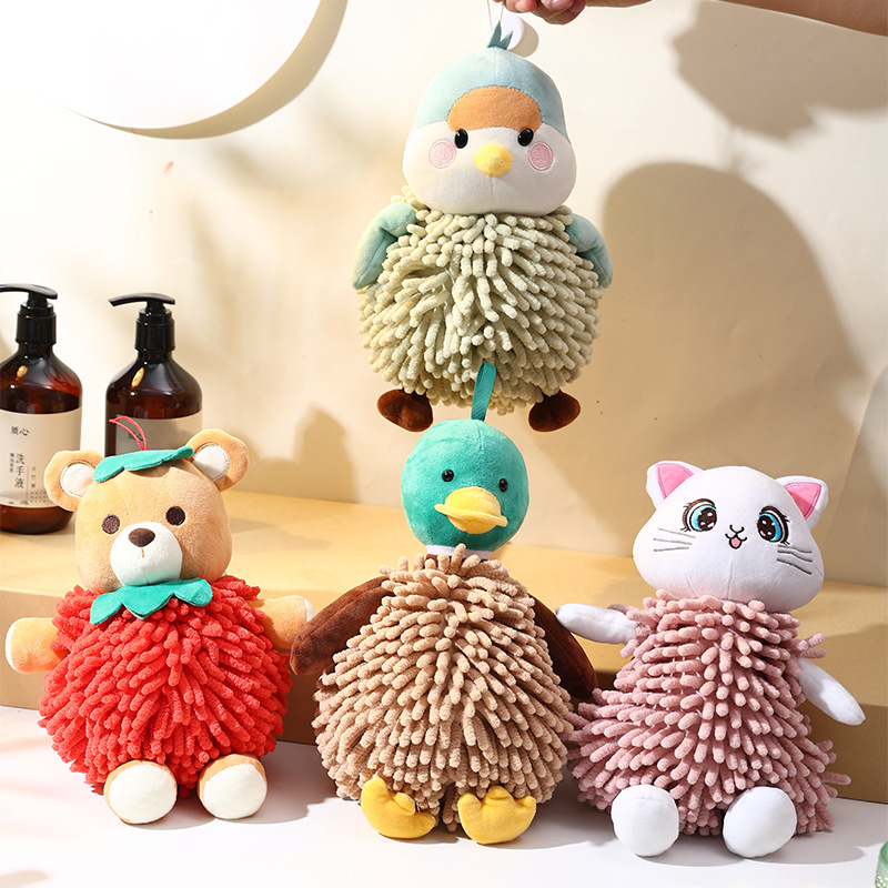 Temu希音卡通小熊包包挂件书包女生挂饰擦手巾原创毛绒公仔玩偶玩