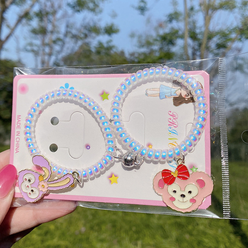 星黛露电话线吸铁手链抖音相吸情侣手串送闺蜜手链精品店饰品批发