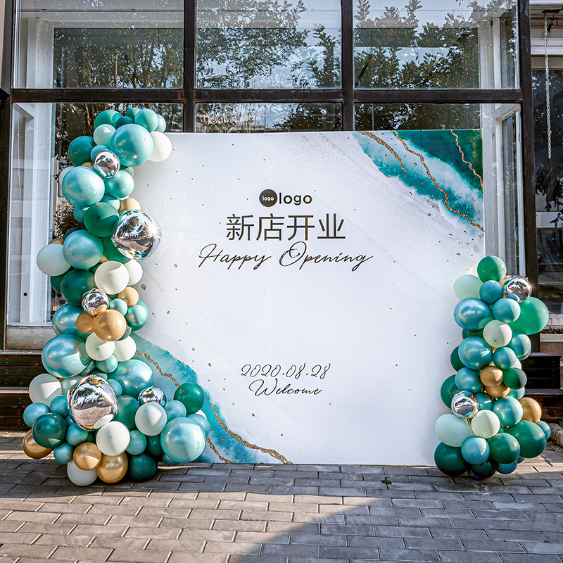 签到墙布置走秀签名店铺生日海报订婚乔迁婚庆舞台红装金属设计