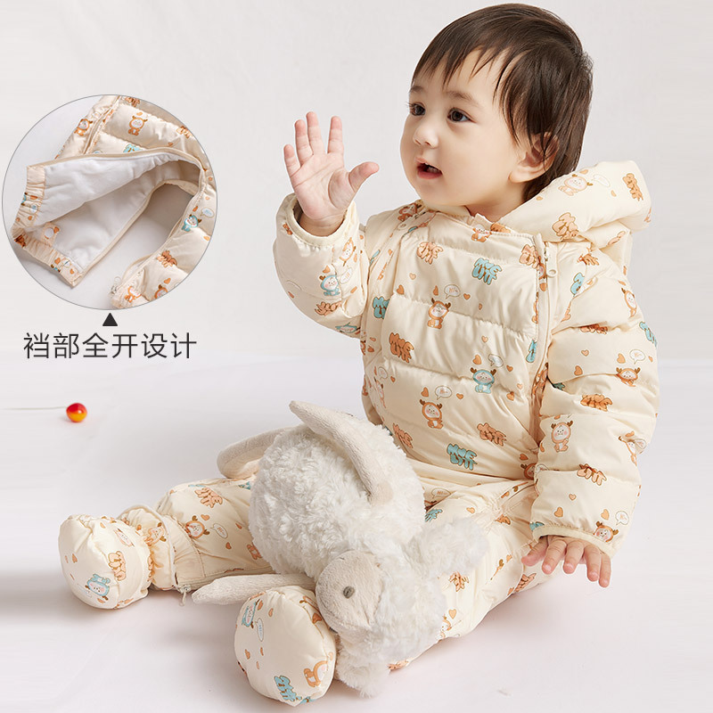 Baby one-piece down jacket male and female baby outwear winter clothes newborn jumpsuit winter clothes thickened holding clothes image