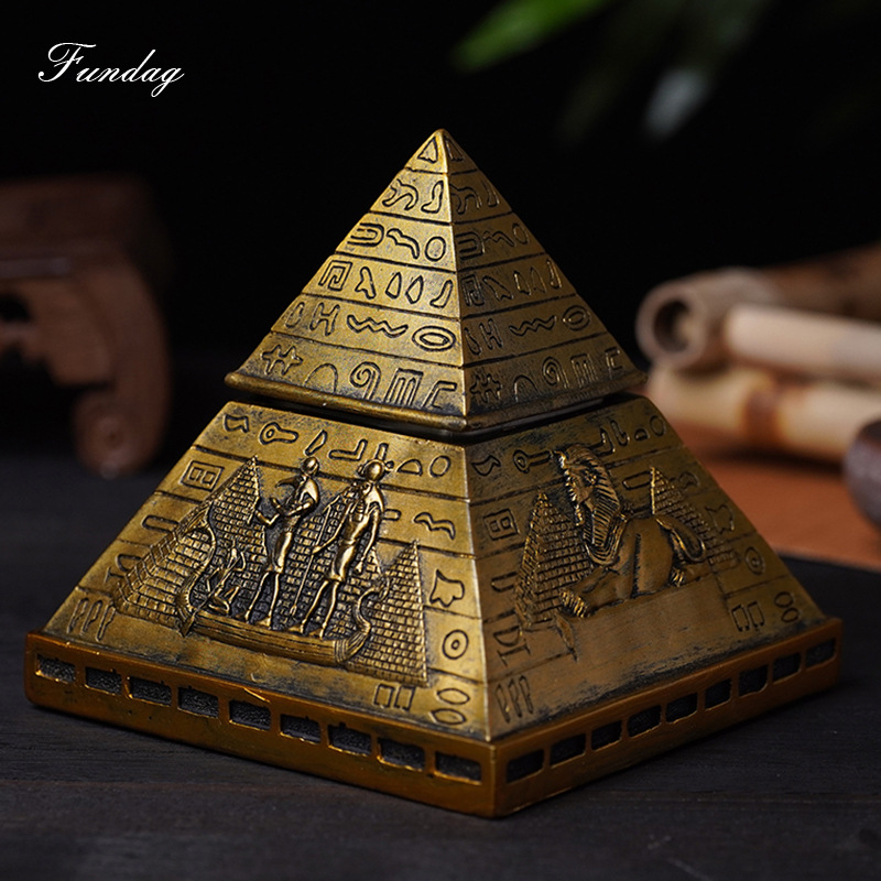 [Fangdi] Creative Aromatherapy Candle New Retro Egyptian Pyramid Model Decoration Classic Carved Aromatherapy Cup