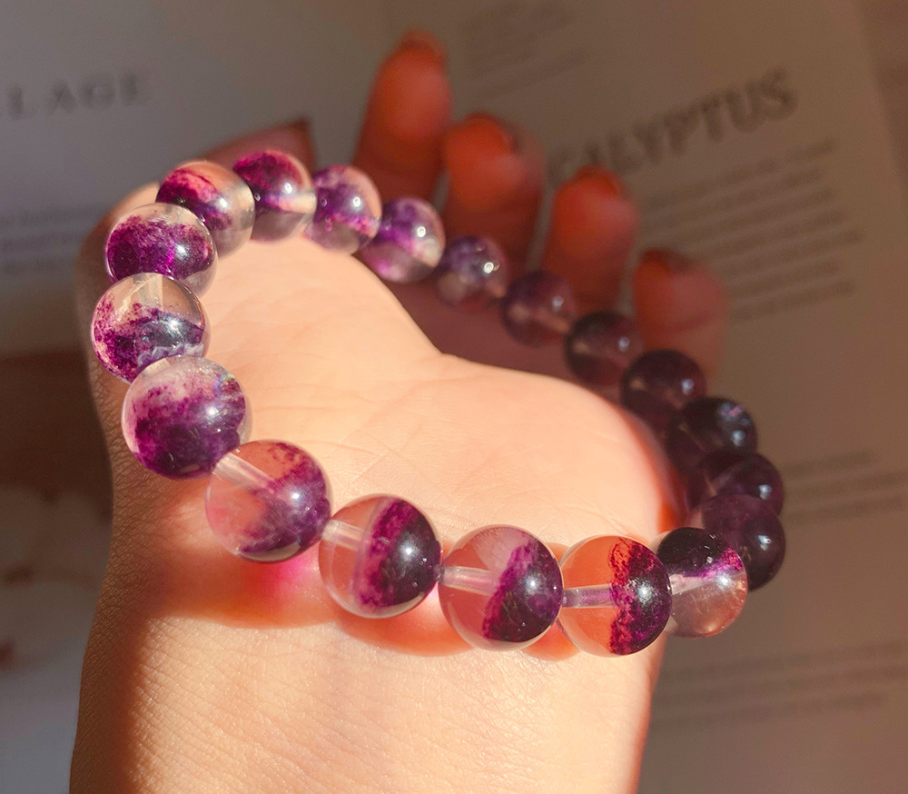 帝凯天然紫莹石聚宝盆手链 紫莹石双色半盆聚宝盆手串厂家直销