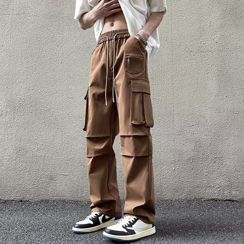 Overalls Spring and Autumn Youth Popularity Men's Casual Pants Trendy Fashion Brand Solid Color New Straight Cropped Pants Loose