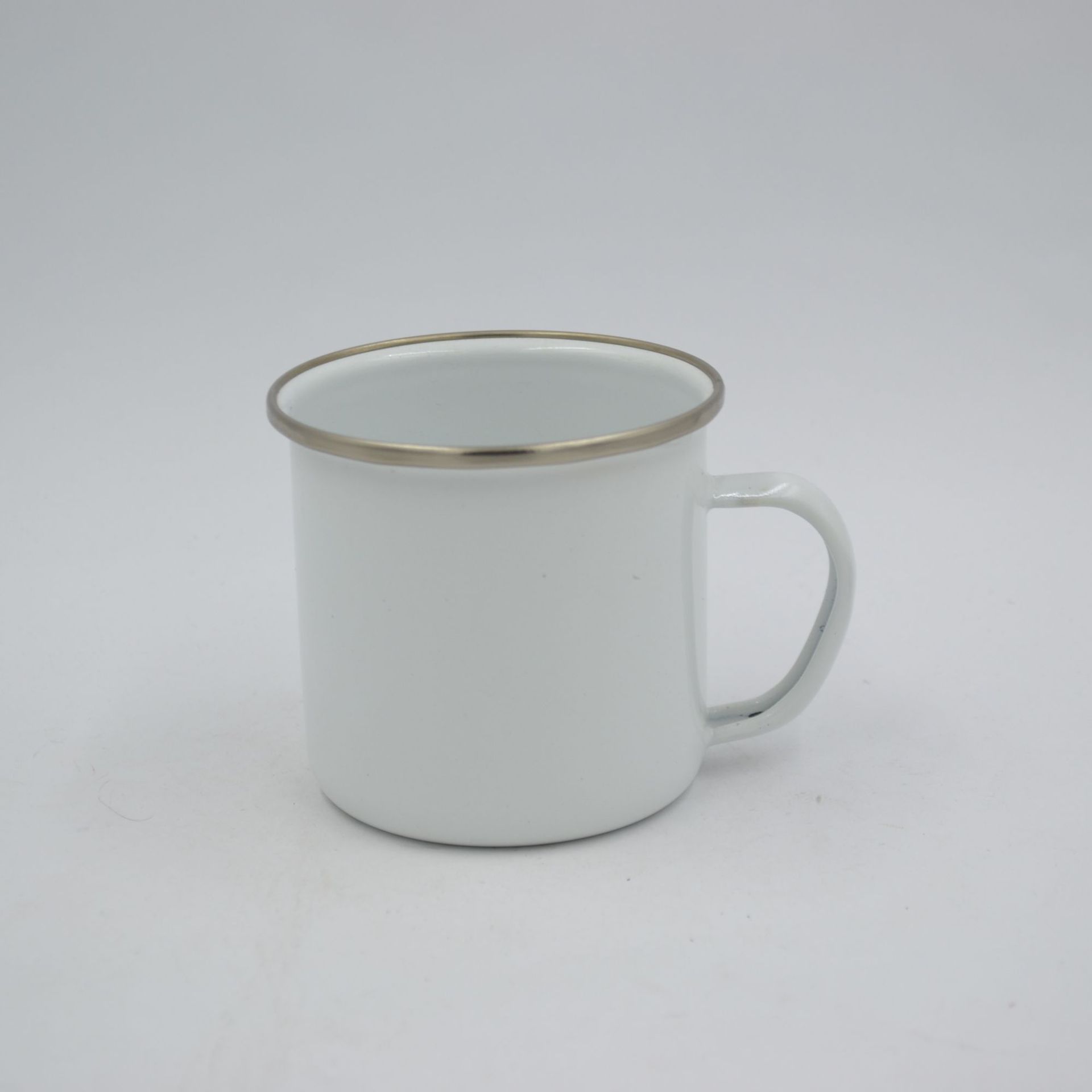 热转印搪瓷杯马克杯 不锈钢包边热升华白色陶瓷杯 复古水杯茶杯