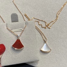 宝格丽红玉髓扇形扇子小裙子项链耳钉耳环耳坠18k蛇形蛇骨灵蛇