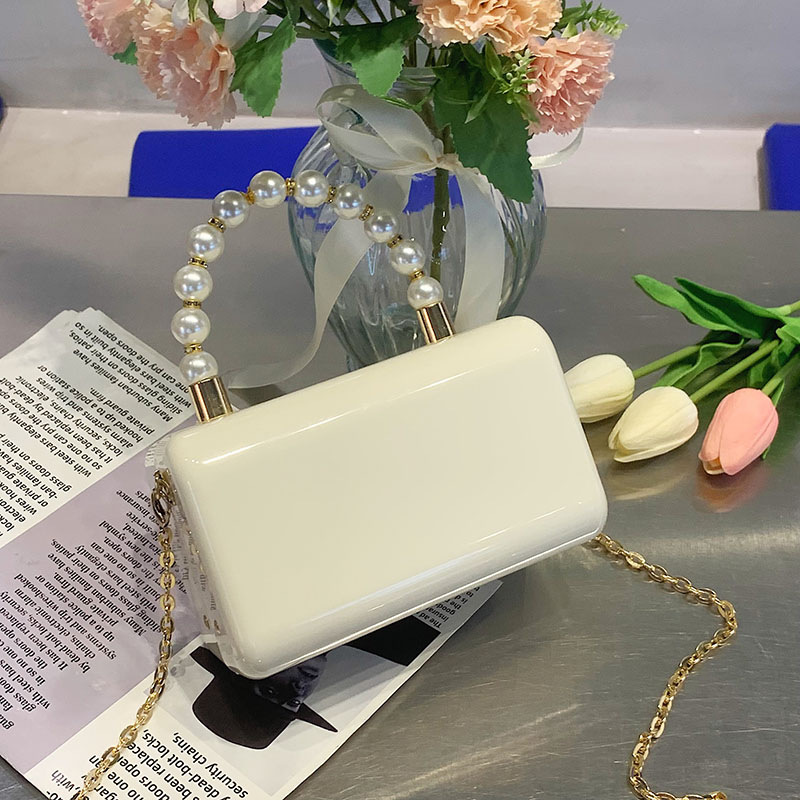 Factory Wholesale New Simple Trendy Acrylic Chain Dinner Bag Summer Candy Color Western Style Box Bag Women's Bag